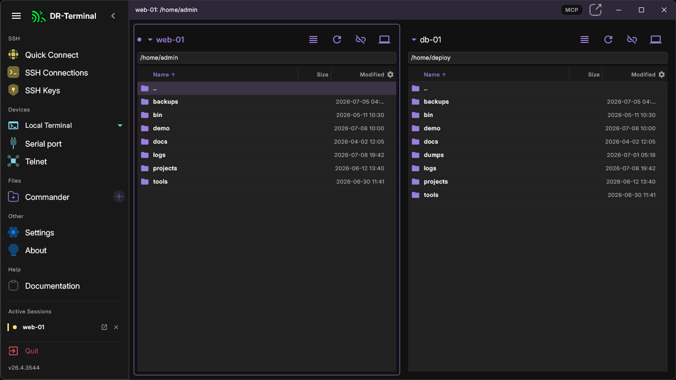 Commander — dual-pane file manager